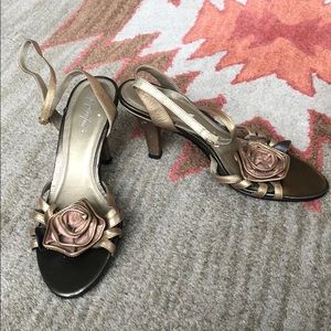 Bronze Metallic Rose Stappy Sandal Heels